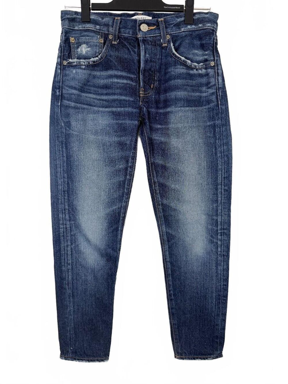 Moussy Vintage High Rise Cropped Tapered Straight Leg Jeans Dark Blue Size 26